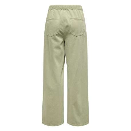 Pantalon en coton kaki uni avec une coupe large et une ceinture à la taille - Image 2
