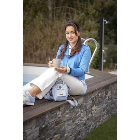 Sac à bandoulière ciel uni avec nom iconique sur le devant et une pochette - Image 5