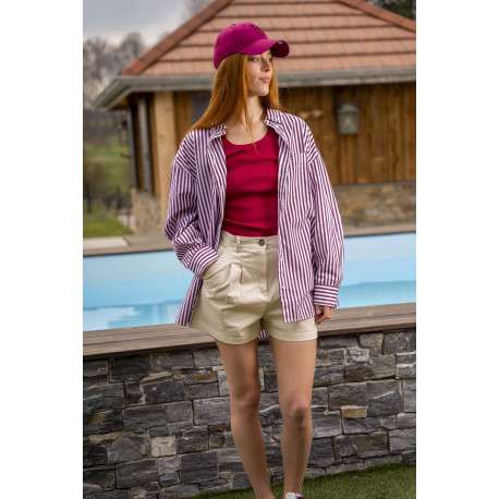 Casquette strapback en coton fuchsia unie avec des lettres en relief à l'avant - Image 2