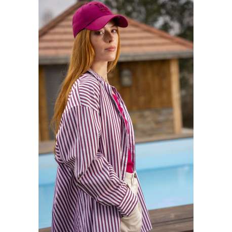 Casquette strapback en coton fuchsia unie avec des lettres en relief à l'avant - Image 5