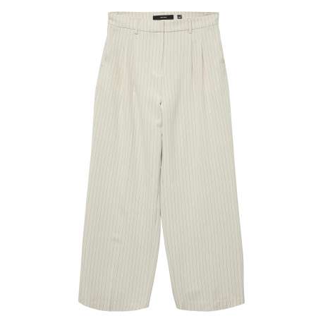 Pantalon chino écru à rayures tennis avec une coupe large et une taille haute