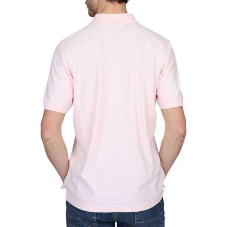 Polo en coton biologique rose uni avec une coupe droite et un col à revers - Image 8