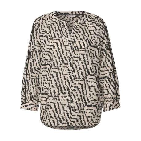 Chemisier en coton beige avec des motifs une coupe droite et un col v - Image 5