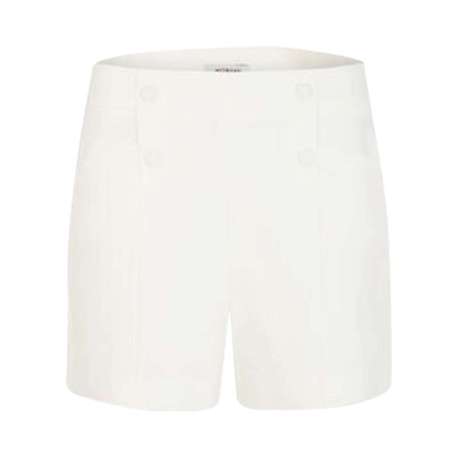 Short blanc uni à coupe droite avec des boutons décoratifs devant