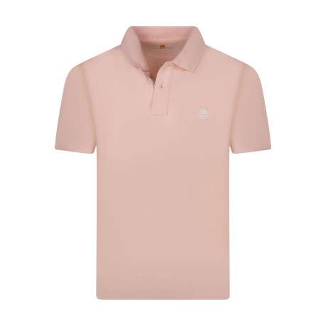 Polo en coton rose en maille piquée avec une coupe droite et un col à revers