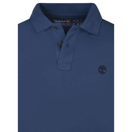 Polo en coton bleu en maille piquée avec une coupe droite et un col à revers - Image 3