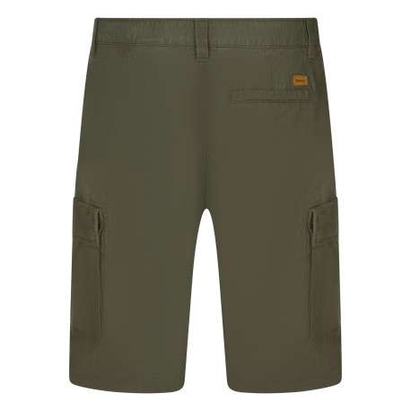 Short cargo en coton mélangé de couleur kaki unie avec une coupe droite - Image 2