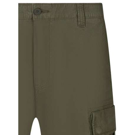 Short cargo en coton mélangé de couleur kaki unie avec une coupe droite - Image 3