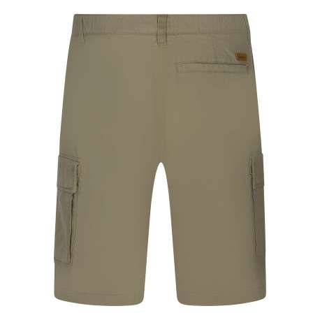 Short cargo en coton mélangé beige uni avec une coupe droite - Image 2