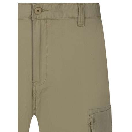 Short cargo en coton mélangé beige uni avec une coupe droite - Image 3