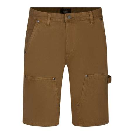 Short 5 poches camel uni avec une coupe droite et un patch d'authenticité