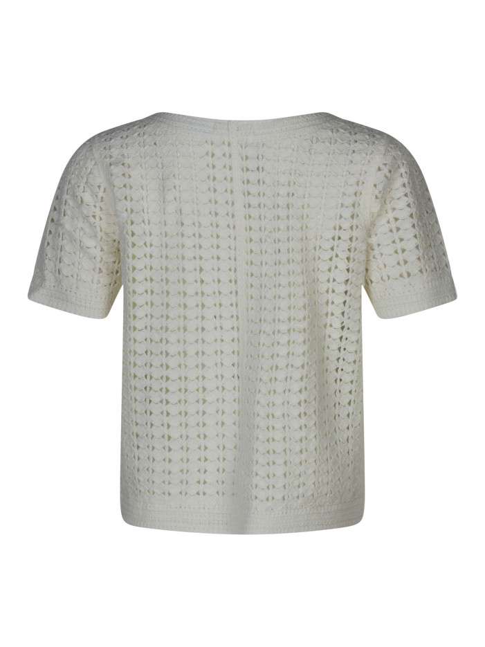 Top Gilet Blanc Brodé Exetera - Taille S (équivalent 1) - Occasion En Très Bon état
