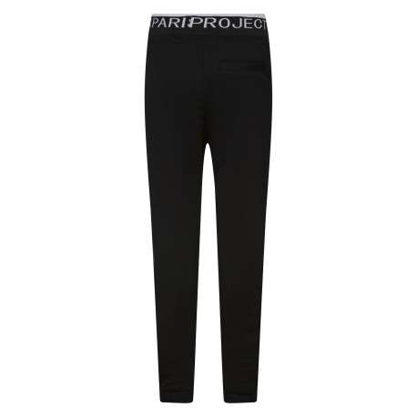 Pantalon jogging noir uni avec une coupe slim et des cordons sur la taille - Image 2