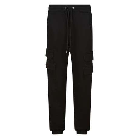 Pantalon cargo noir uni avec une taille élastiquée et une coupe slim