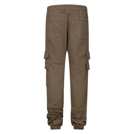 Pantalon cargo sable uni avec une coupe slim et une taille élastiquée - Image 2