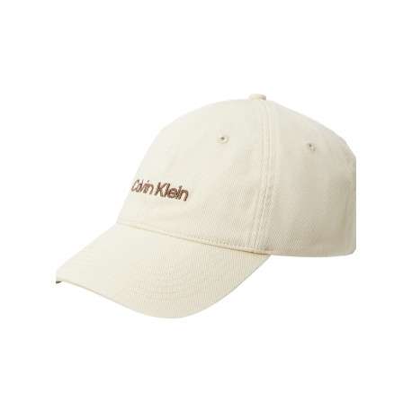Casquette à fermeture strapback beige unie avec logo marron