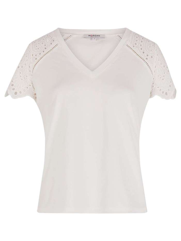 T-shirt en coton blanc uni...