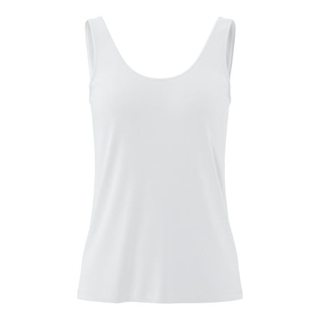 Débardeur blanc uni avec un décolleté rond à l'avant et au dos