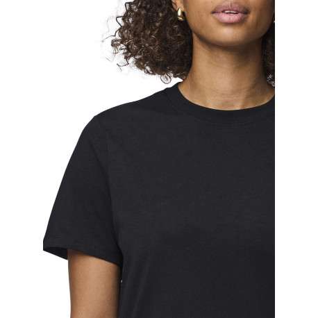 T-shirt en coton noir uni basic à col rond avec une coupe droite - Image 3