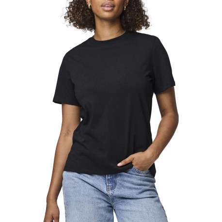 T-shirt en coton noir uni basic à col rond avec une coupe droite - Image 4