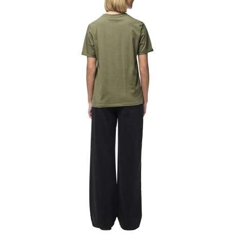 T-shirt basic en coton kaki uni à coupe droite avec un col rond - Image 2
