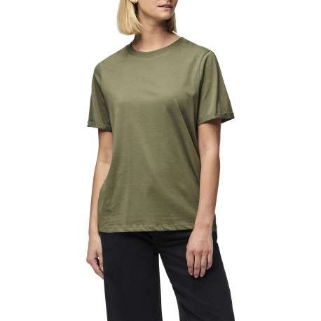 T-shirt basic en coton kaki uni à coupe droite avec un col rond - Image 4