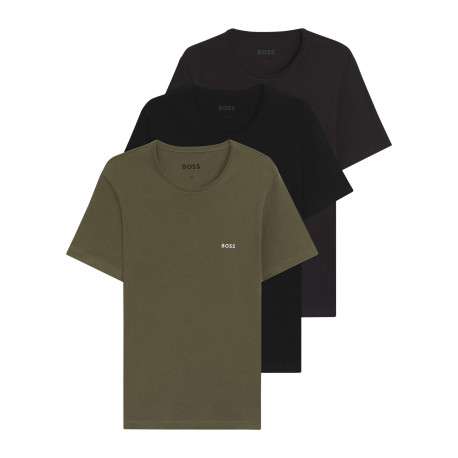 Lot de 3 t-shirts en coton tricolores unis à coupes ajustées et à cols ronds