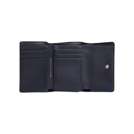 Portefeuille bleu marine uni avec le nom de la marque or imprimé à l'avant - Image 4