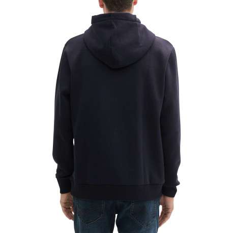 Sweat à capuche en coton mélangé bleu marine imprimé à l'avant à coupe droite - Image 2