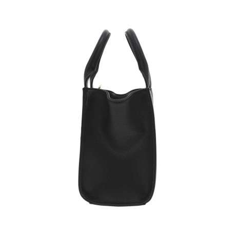 Sac porté mains de couleur noir uni avec une poche centrale zippée - Image 2