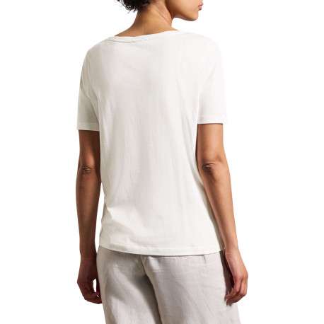 T-shirt blanc imprimé avec un col rond et une coupe droite à manches courtes - Image 3