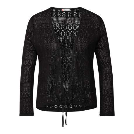 Gilet noir uni avec une coupe droite à col v et des manches longues