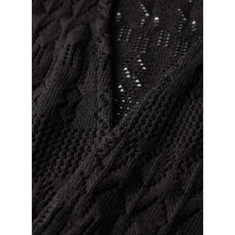 Gilet noir uni avec une coupe droite à col v et des manches longues - Image 5