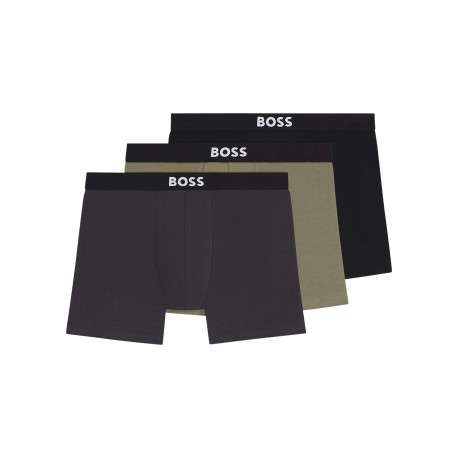 Lot de 3 Boxers long en coton multicolore uni à taille élastiquée