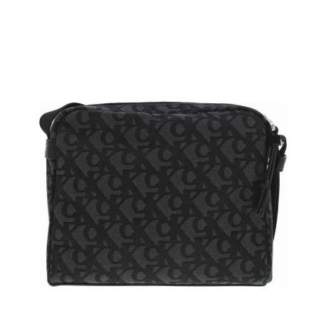 Sacoche noire à imprimé monogrammes avec bandoulière ajustable - Image 3