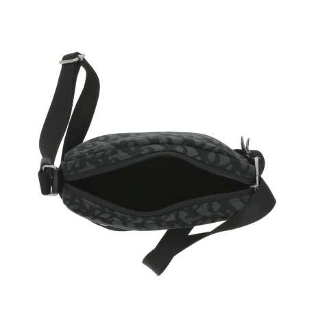 Sacoche noire à imprimé monogrammes avec bandoulière ajustable - Image 4