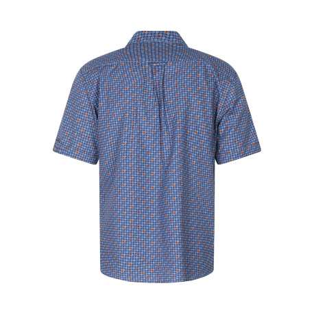 Chemise bleue à coupe droite avec un col américain et manches courtes - Image 2