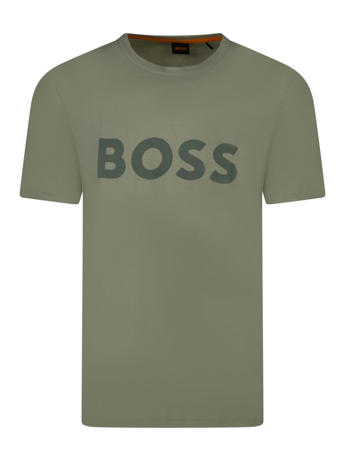 T-shirt en coton vert uni à...