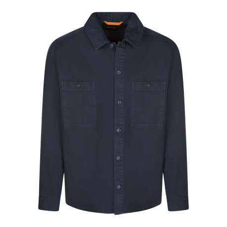 Veste en coton marine avec poches poitrine et logo de la marque brodé