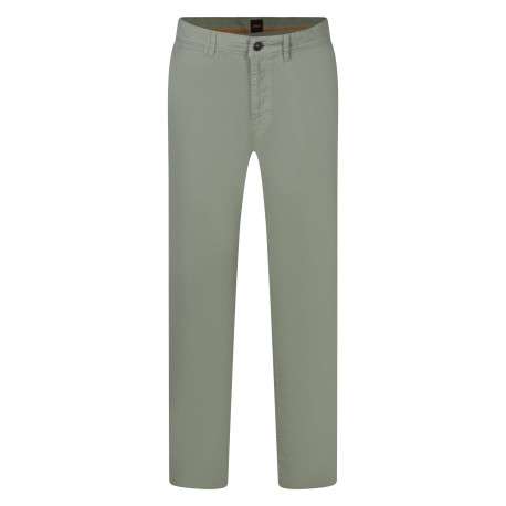Pantalon Chino vert en coton avec une coupe ajustée et logo brodé