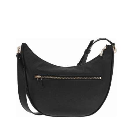 Sac noir à porté épaule forme banane avec détails dorés et bandoulière réglable - Image 3