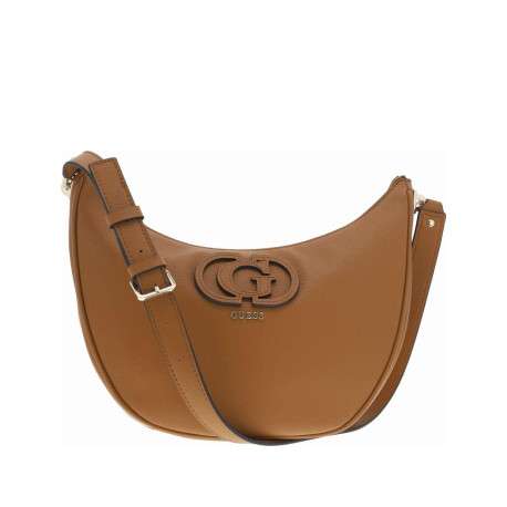 Sac camel à porté épaule forme banane avec détails dorés et bandoulière réglable