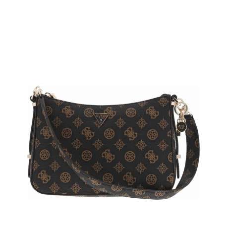 Sac marron à porté épaule avec motif monogrammes et bandoulière amovible