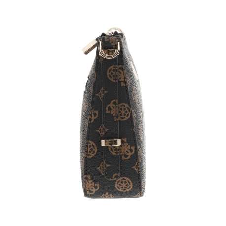 Sac marron à porté épaule avec motif monogrammes et bandoulière amovible - Image 2