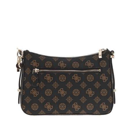 Sac marron à porté épaule avec motif monogrammes et bandoulière amovible - Image 3