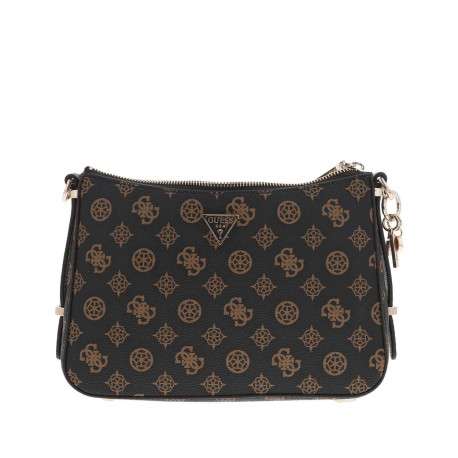 Sac marron à porté épaule avec motif monogrammes et bandoulière amovible - Image 4