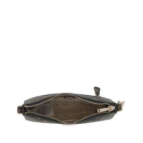 Sac marron à porté épaule avec motif monogrammes et bandoulière amovible - Image 5