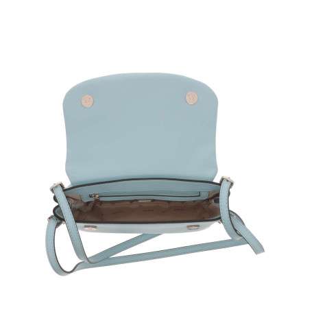 Sac bleu argenté uni à porté épaule avec rabat à pression et logo de la marque - Image 4