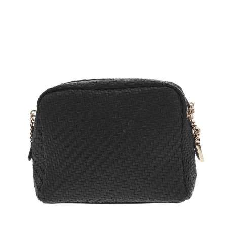 Sac tressé noir à porté épaule avec détails dorés et bandoulière - Image 3