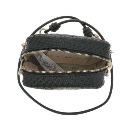 Sac tressé noir à porté épaule avec détails dorés et bandoulière - Image 4